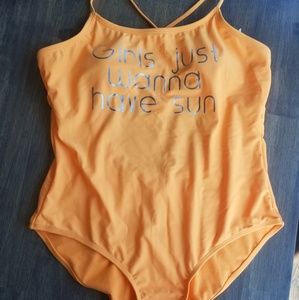 "Girls Just Wanna Have Sun" Orange One Piece Suit